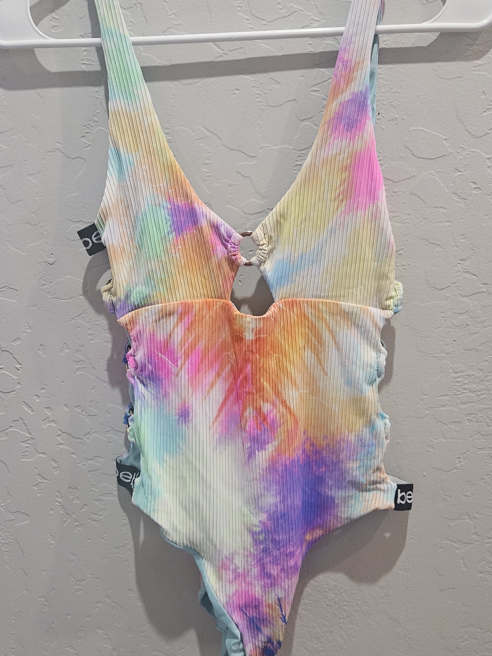 bebe Pastel Rainbow Tie-Dye One-Piece Swimsuit